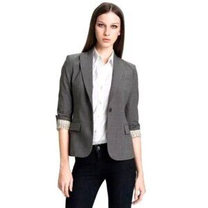 Theory Blazer Women 6‎ Gray Wool Single Breasted Tailored One Button Corpcore